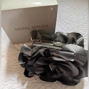 Sondra Roberts 3D Floral Pewter Evening Bag